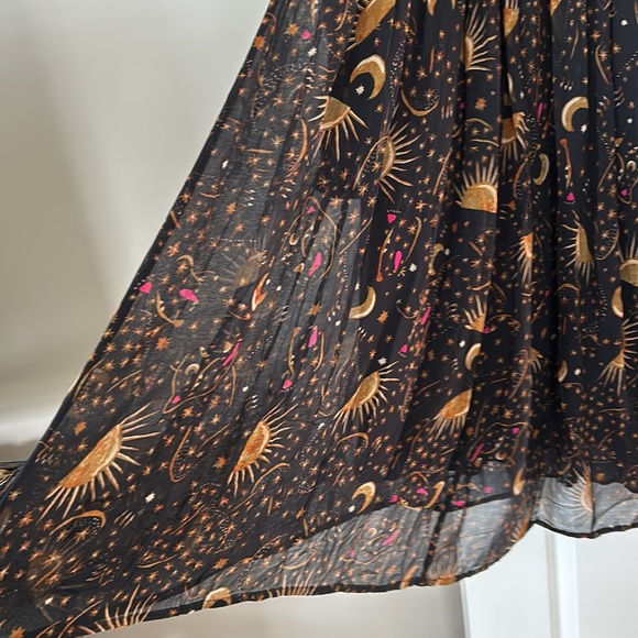 Farm Rio Leopard Sky Midi Dress w Smocked Bodice & Puffed Sleeve w MEASUREMENTS! - Picture 12 of 16